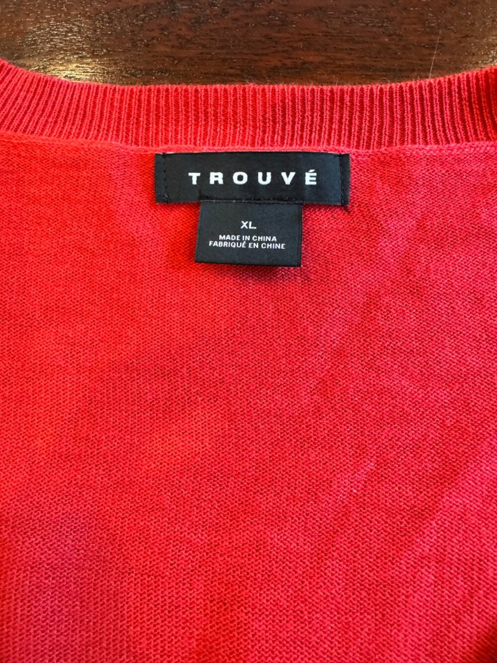 TROUVÉ Red Cashmere Blend Zip V-Neck Tunic Sweater XL EUC - Picture 4 of 10
